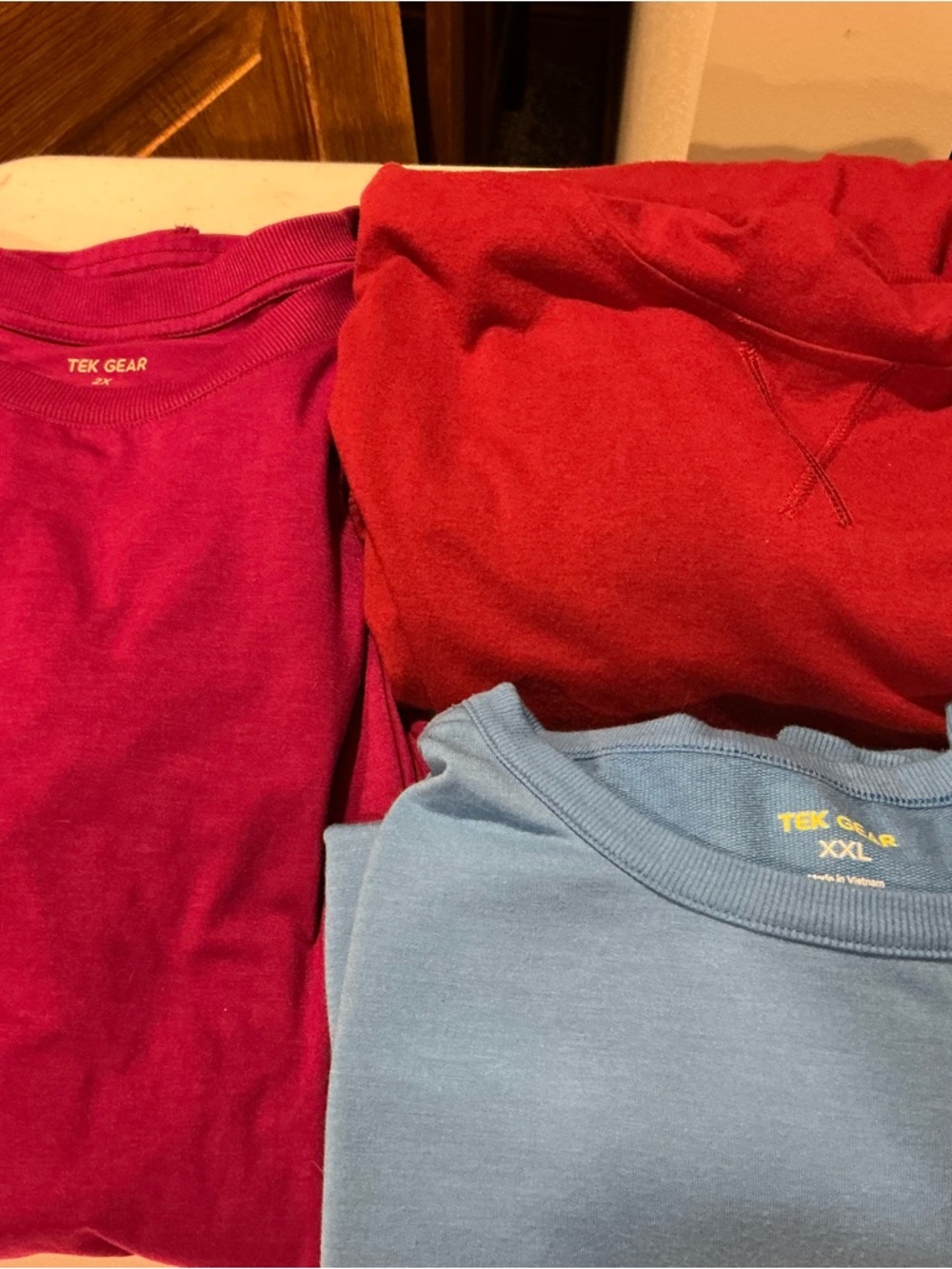 Tek Gear Crew Neck T-Shirt - Red, Pink, Blue bundle 2-2x and one xxl.Low Price